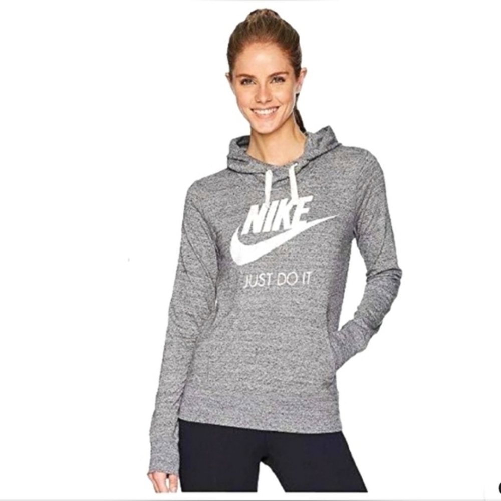 Cozy Fall CottonNike Heather Gray Pullover Hoodie with Logo
